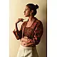 buy Handwoven Peach Jamavar Woolen Jacket