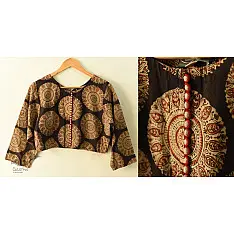 Dabu Block Printed | Stitched Cotton Blouse - Black