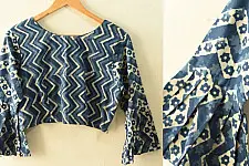 Dabu Block Printed | Stitched Cotton Blouse - Indigo