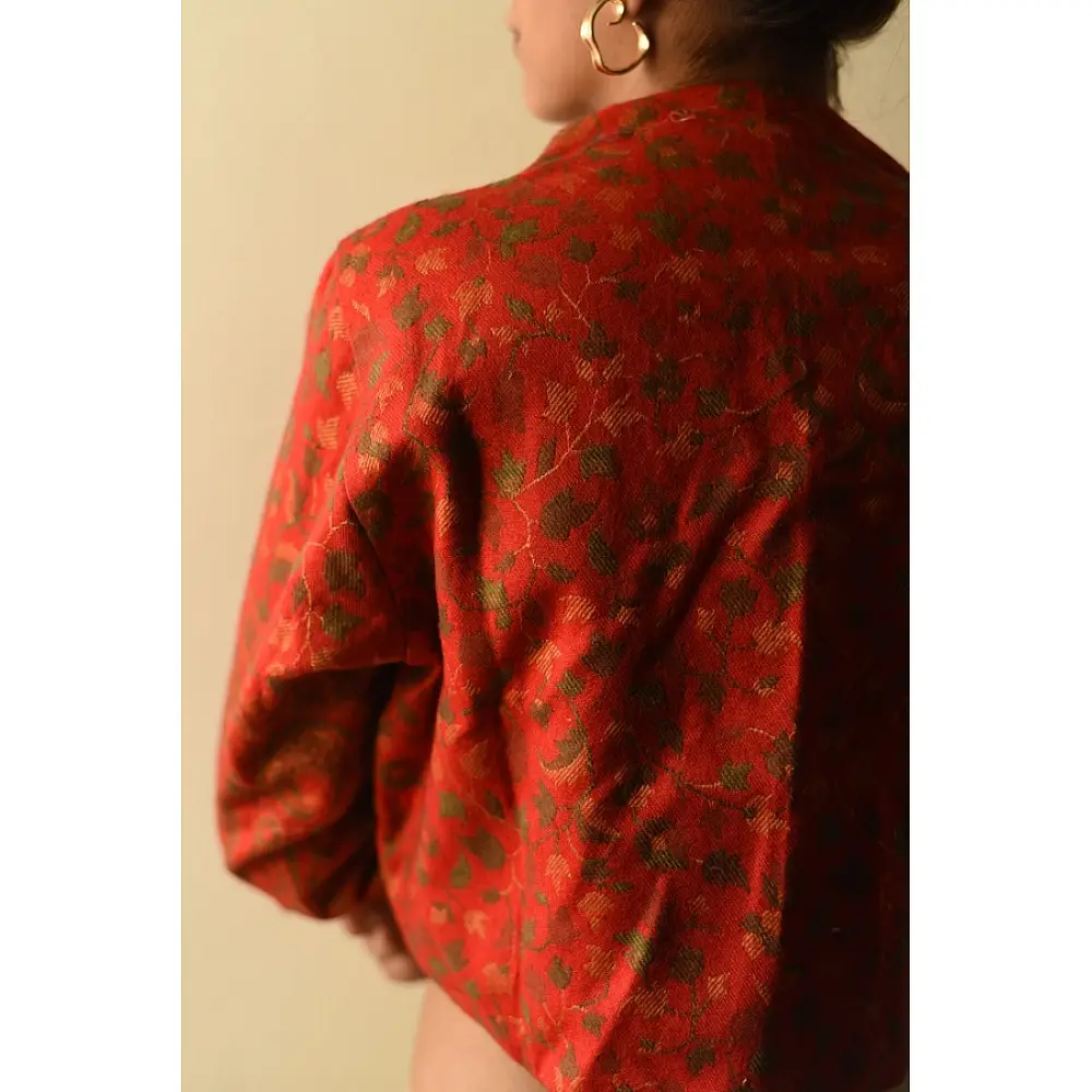 shop Handloom Woolen Jamavar crop Jacket