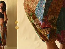 Vintage Silk Kantha Harem Pant