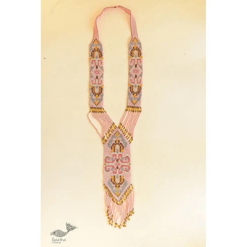 shop online handmade glass bead Necklace in Baby Pink Color