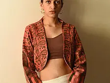 Love in Fall ~ Handwoven Peach Jamavar Woolen Jacket
