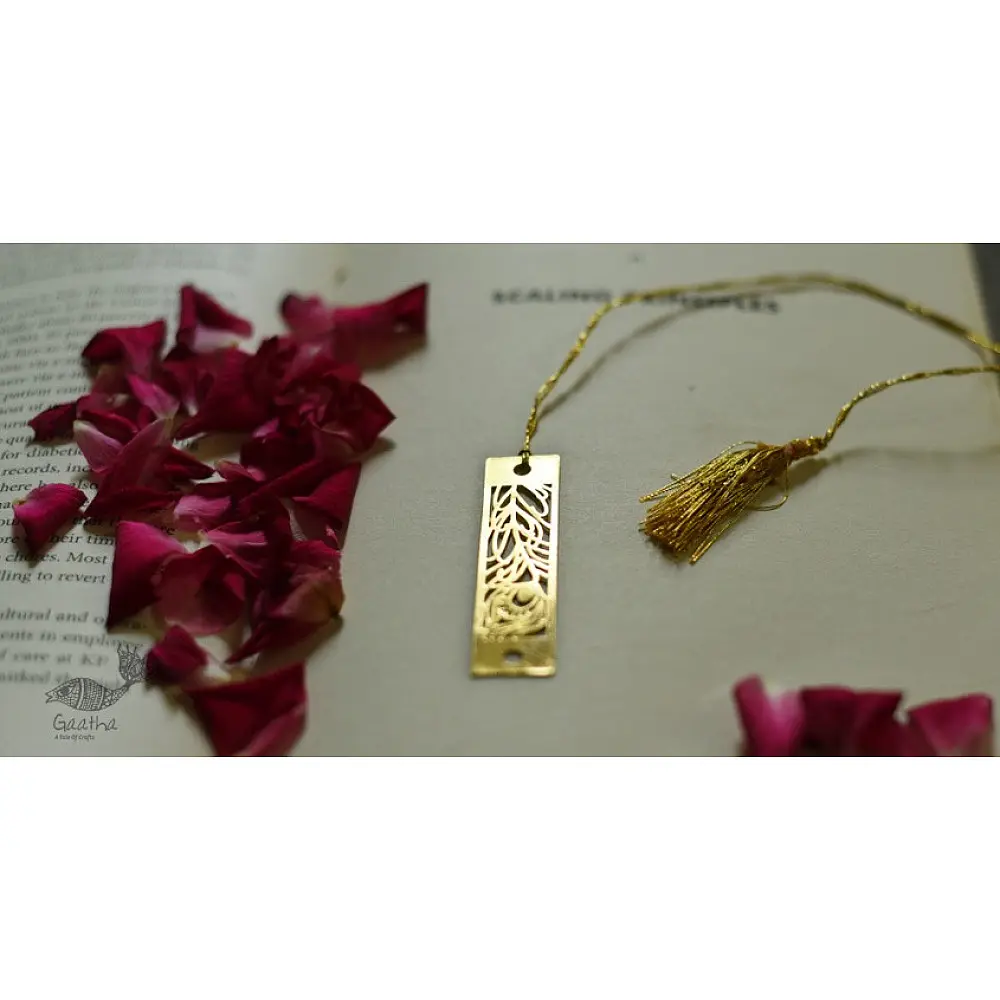 shop gold plated bookmark - Peacock Feather