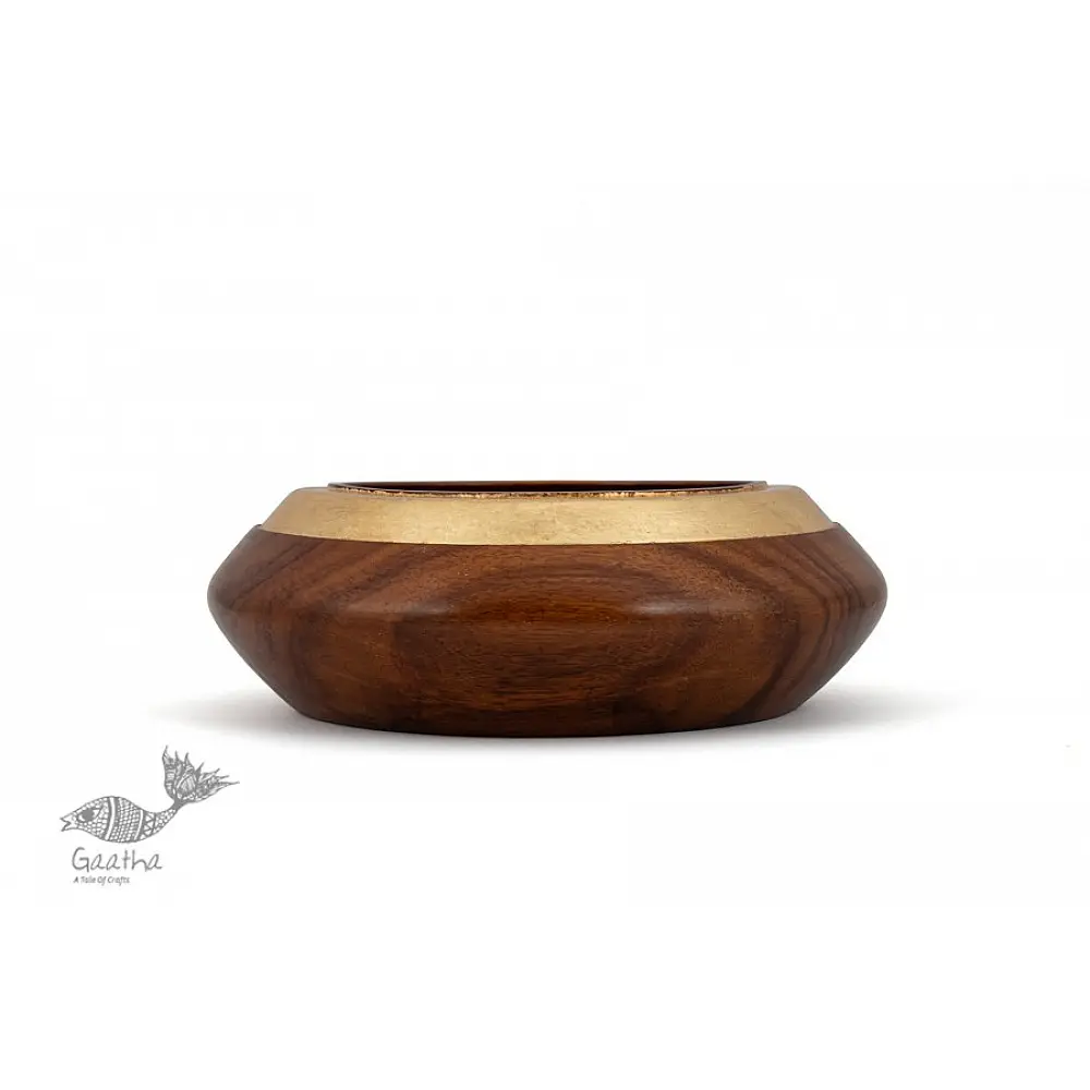handmade rosewood bowl with gold rim in large and small sizes