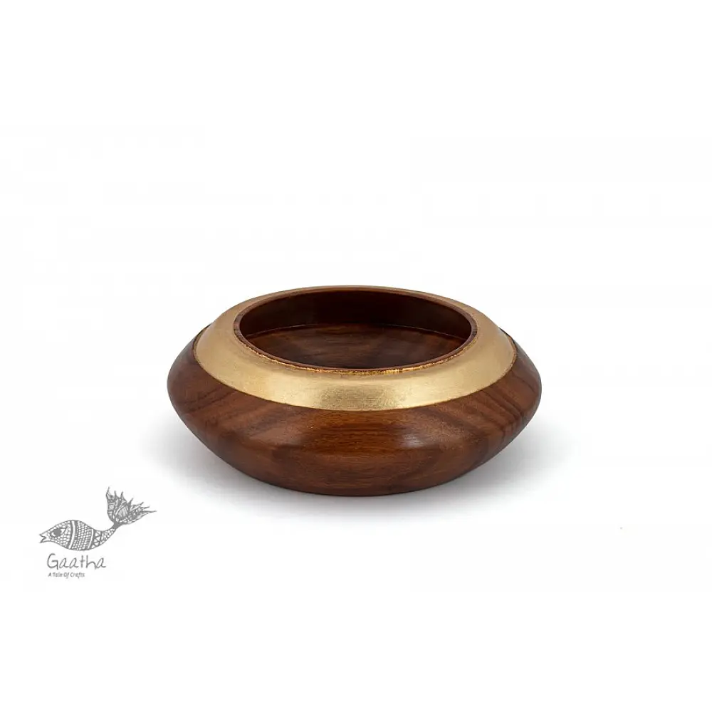 handmade rosewood bowl with gold rim in large and small sizes