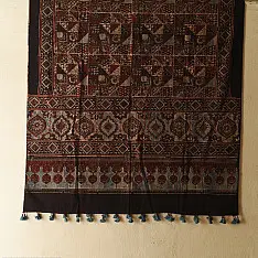 Sakhi . सखी | Ajrakh Block Printed Pure Cotton Dupatta - Black