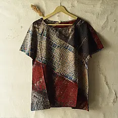 Natural Dyed ~ Ajrakh Cotton Top