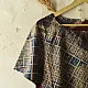 indigo blue madder red ajrakh cotton top diagonal geometric grid patchwork block print hand block printed boxy fit artisanal blouse women sustainable fashion natural dyed