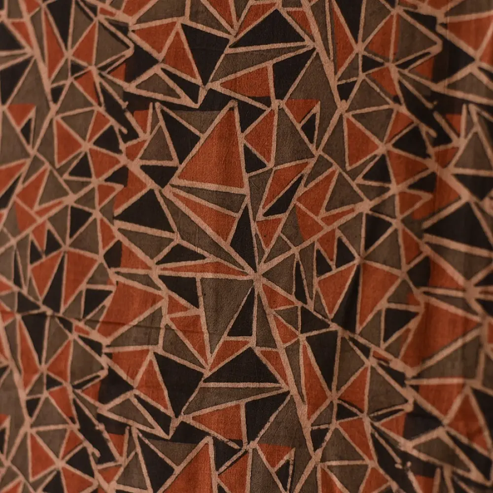 Ajrakh hand block printed pure cotton dupatta with geometric motifs