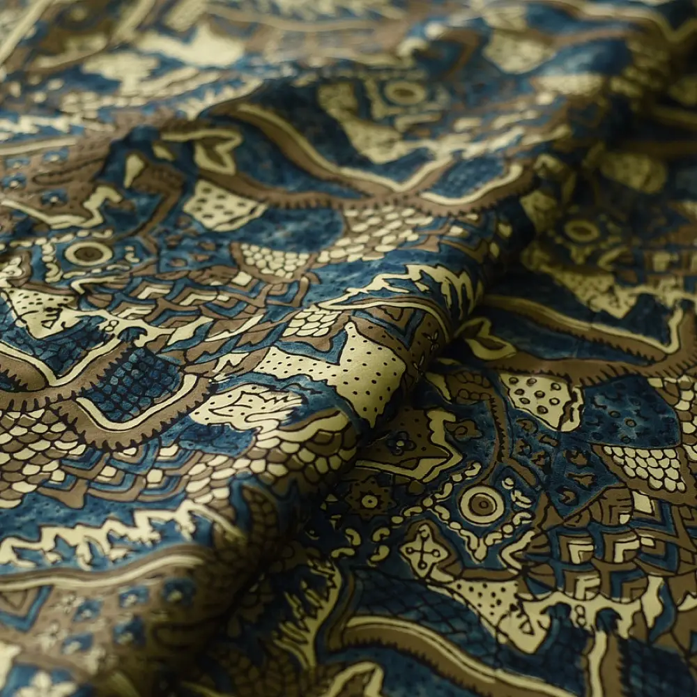 moss green mustard gold ajrakh modal silk saree hand block printed floral sprig body traditional geometric borders ethnic wear sustainable luxury natural dyed with tassels