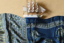 Anagi | Natural Dyed Ajrakh - Modal Silk Stole - Blue