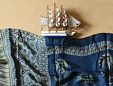 Anagi | Natural Dyed Ajrakh - Modal Silk Stole - Blue