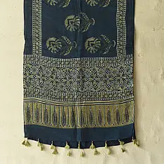 Anagi | Natural Dyed Ajrakh - Modal Silk Stole - Blue