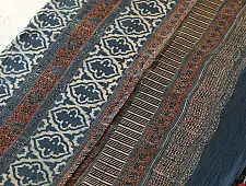 Charu . चारु | Ajrakh Block Print - Mulmul Cotton Indigo Saree