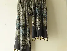 Ajrakh Mulberry Silk Dupatta | Natural dyed - A