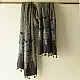 mulberry silk ajrakh dupatta chocolate brown indigo blue interlocking geometric floral jaal block print sawtooth minaret border hand block printed natural dyed silk dupatta