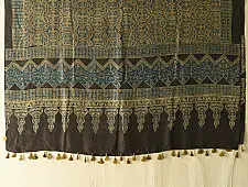 Ajrakh Mulberry Silk Dupatta | Natural dyed - A