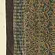 mulberry silk ajrakh dupatta chocolate brown indigo blue interlocking geometric floral jaal block print sawtooth minaret border hand block printed natural dyed silk dupatta