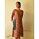 shop Ajrakh hand Block Printed Cotton brown Dress