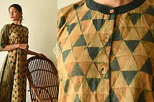 Flower in the Pond ~ Ajrakh Hand Block Printed Cotton A-Line Dress
