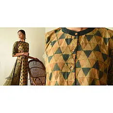 Flower in the Pond ~ Ajrakh Hand Block Printed Cotton A-Line Dress