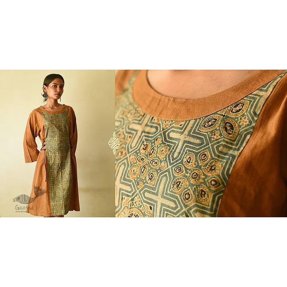 shop cotton dress ajrakh printed