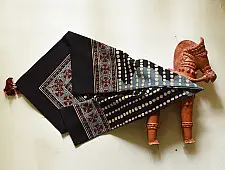 Neelanjana . नीलांजना ~ Square Ajrakh Cotton Black Scarf