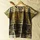 moss green mustard gold indigo blue charcoal ajrakh cotton top horizontal geometric grid block print hand block printed boxy fit artisanal blouse women sustainable fashion natural dyed