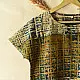 moss green mustard gold indigo blue charcoal ajrakh cotton top horizontal geometric grid block print hand block printed boxy fit artisanal blouse women sustainable fashion natural dyed