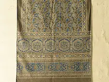 Amoha . अमोहा | Ajrakh Printed - Greenish Grey Cotton Stole