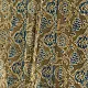 moss green teal blue ajrakh cotton stole hand block printed floral vine jaal body ornate circular medallion border traditional artisanal scarf sustainable fashion natural dyed with tassels