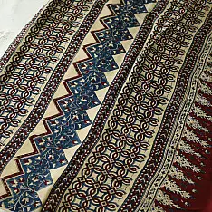 Shruti | Ajrakh Block Printed Modal Silk Saree