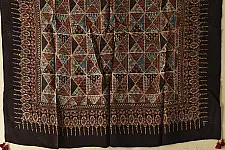 Neelanjana . नीलांजना ~ Ajrakh Printed Square Modal Silk Scarf