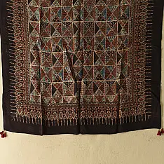 Neelanjana . नीलांजना ~ Ajrakh Printed Square Modal Silk Scarf