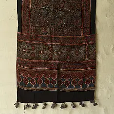 Anagi | Ajrakh Modal Silk Stole With Natural Dyed