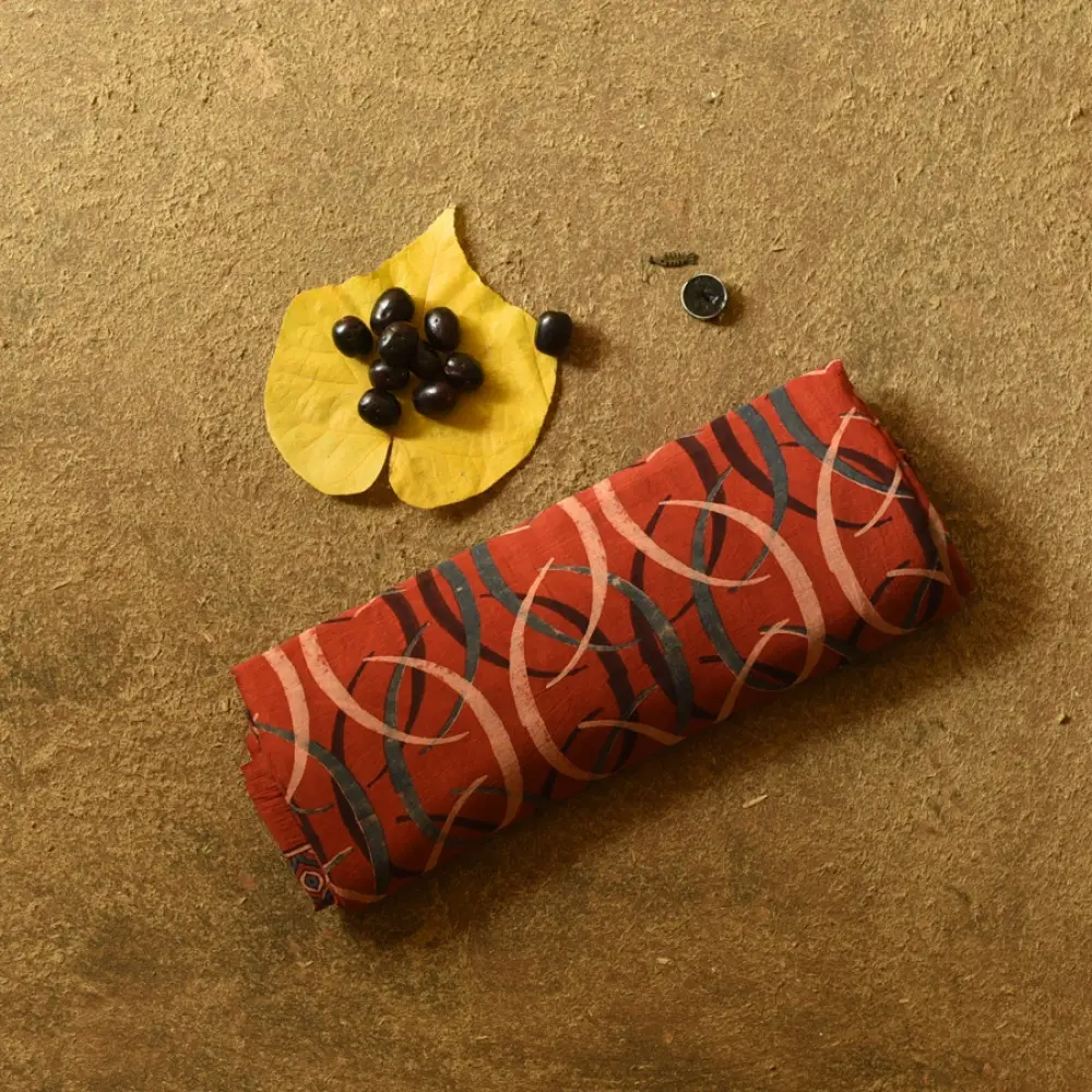 Online  Ajrakh Block Print - Mul Cotton Saree