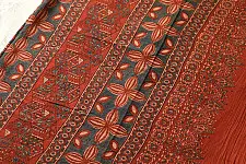 Charu . चारु | Ajrakh Block Print - Mul Cotton Red Saree