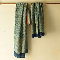 Ajrakh Mulberry Silk Dupatta | Natural dyed - B