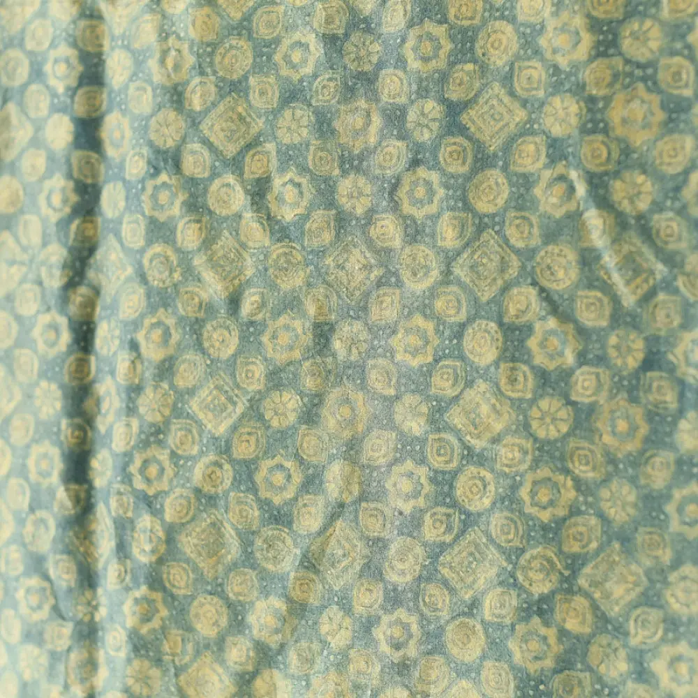 mulberry silk ajrakh dupatta teal indigo blue floral jal-phool jaal block print heavy madder red border hand block printed natural dyed silk dupatta