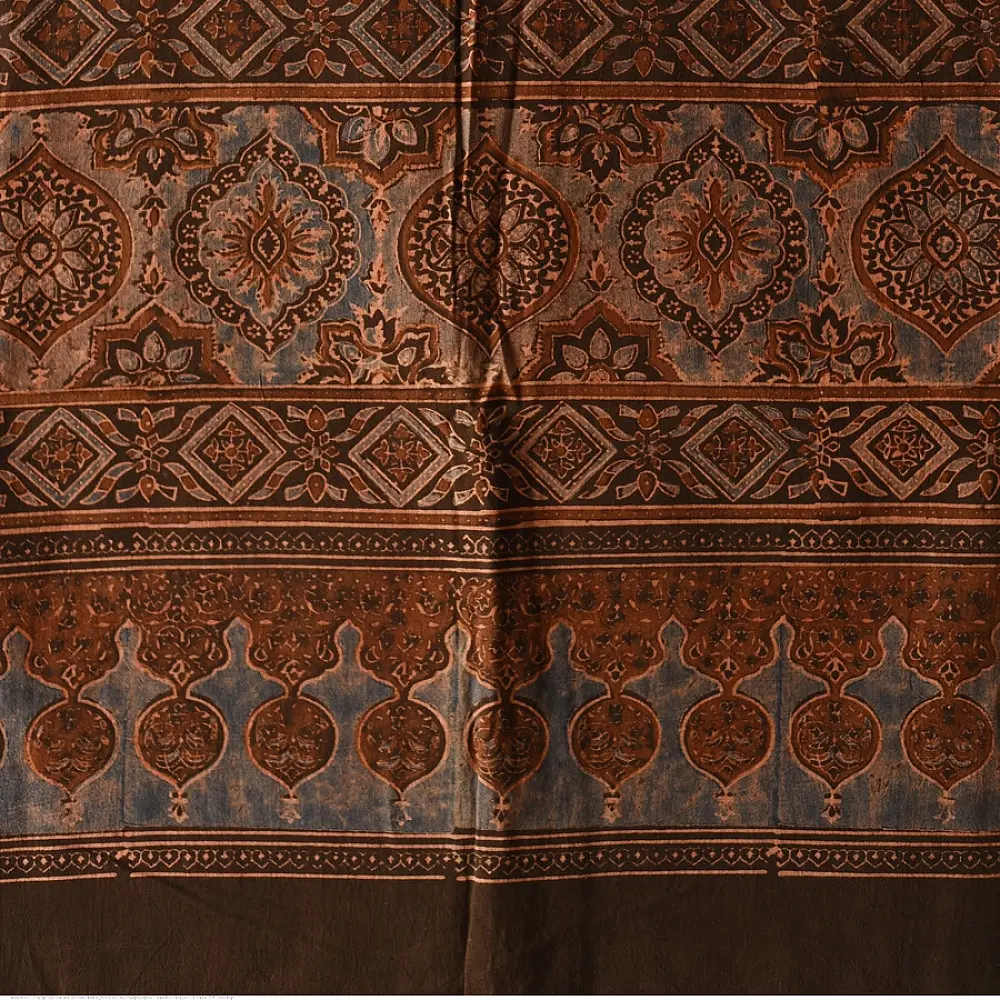 Timeless Ajrakh cotton dupatta with bold red and earthy tones