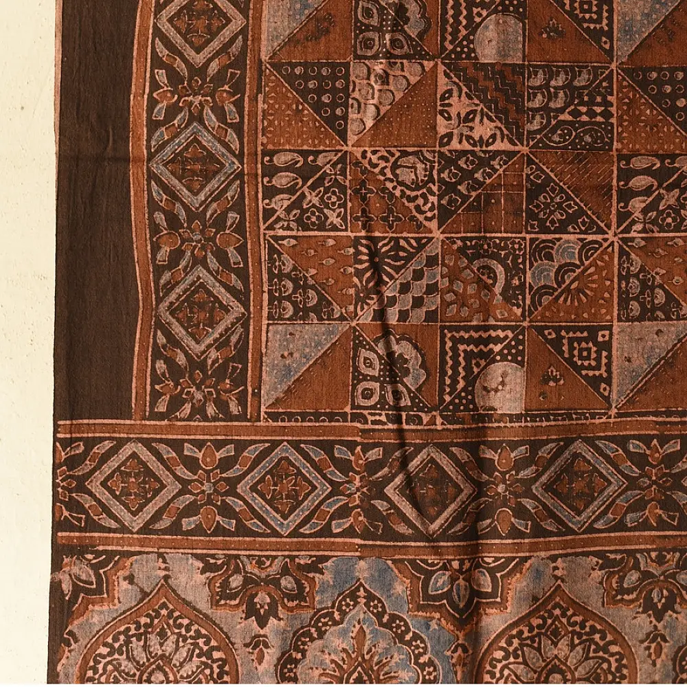 Timeless Ajrakh cotton dupatta with bold red and earthy tones