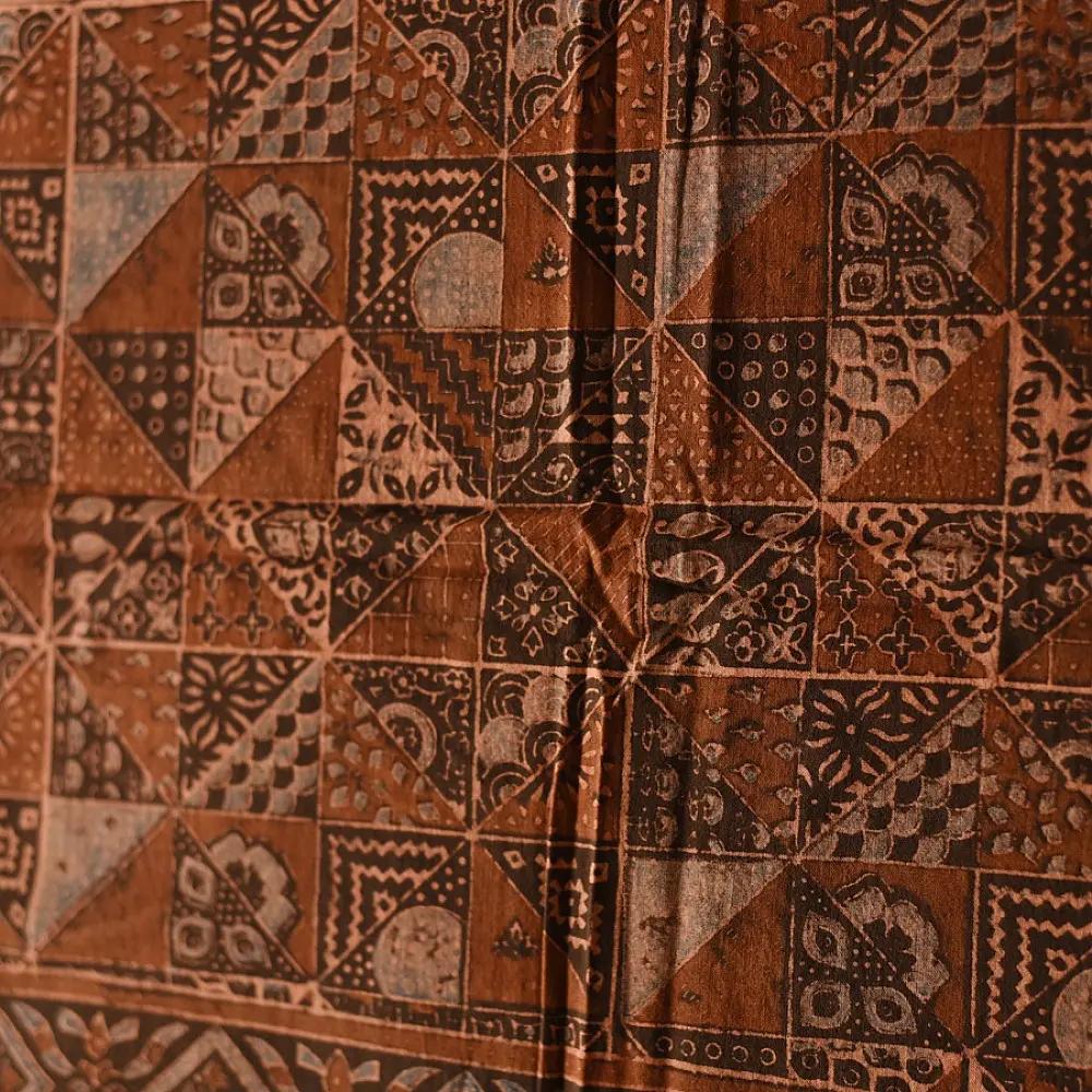 Timeless Ajrakh cotton dupatta with bold red and earthy tones