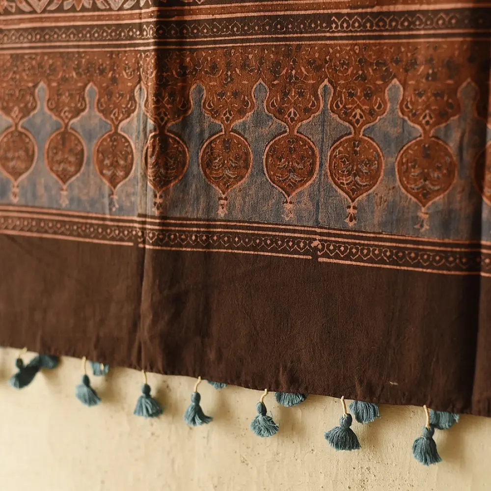 Timeless Ajrakh cotton dupatta with bold red and earthy tones