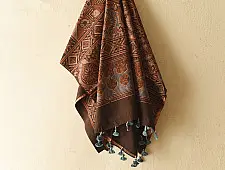 Sakhi . सखी ⁂ Ajrakh Block Printed Pure Cotton Dupatta  (06)