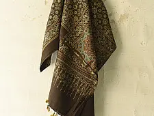 Sakhi . सखी ⁂ Ajrakh Block Printed Pure Cotton Dupatta (03)