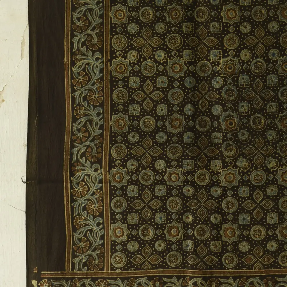 Authentic Ajrakh cotton dupatta with intricate artisan block printing