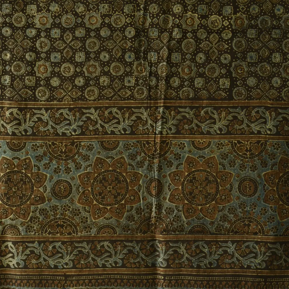 Authentic Ajrakh cotton dupatta with intricate artisan block printing