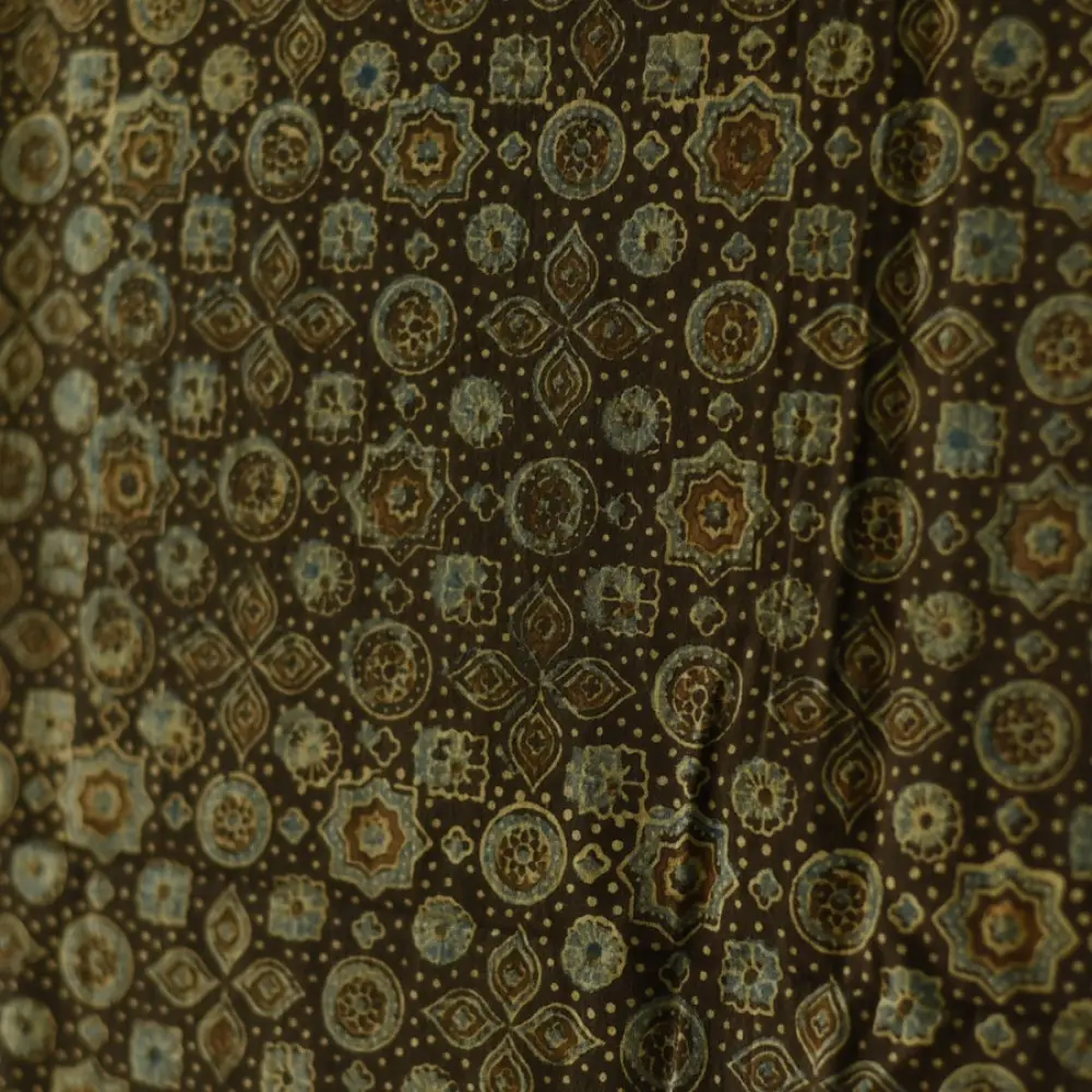 Authentic Ajrakh cotton dupatta with intricate artisan block printing