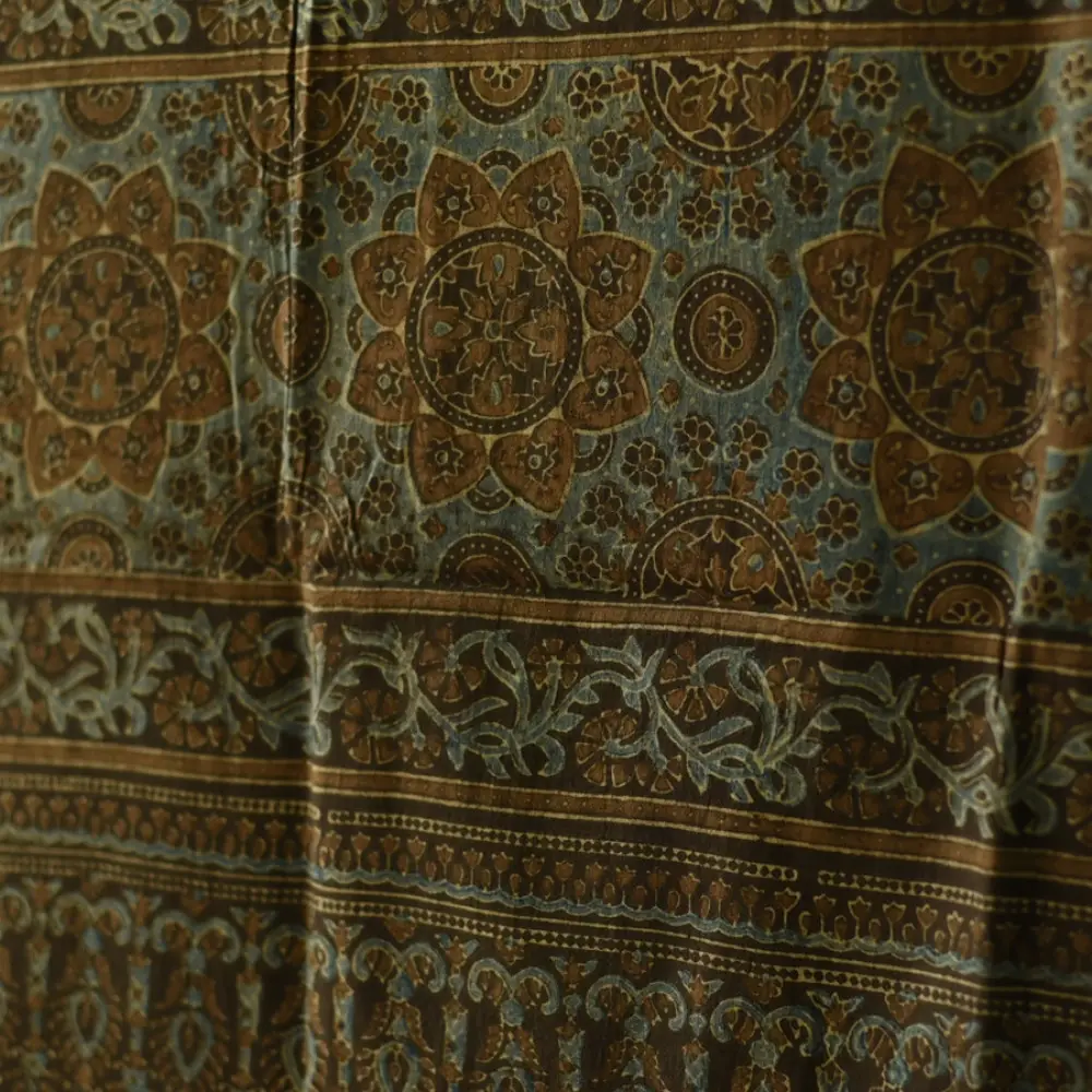 Authentic Ajrakh cotton dupatta with intricate artisan block printing